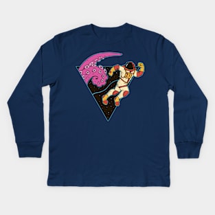 kraken and astronaut Kids Long Sleeve T-Shirt